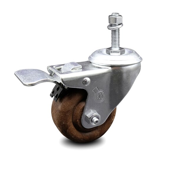 3 Inch High Temp Glass Filled Nylon 10mm Stem Caster with Total Lock Brake SCC